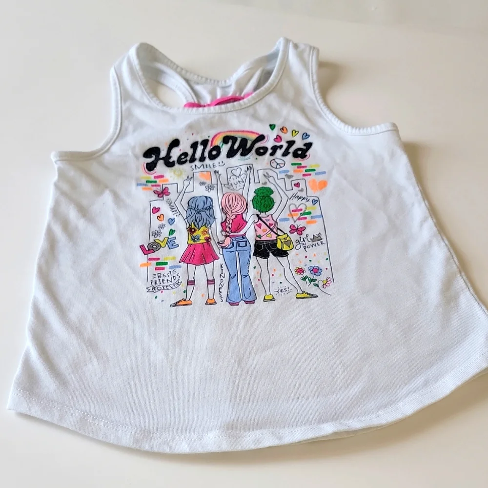 Garanimals 365 Kids Tank Top White Girls Size 6 Racerback Graphic - Picture 4 of 9